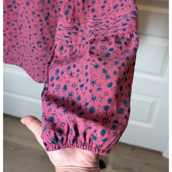 LC Lauren Conrad Floral Print Blouse Size L Mauve Square Neck Peasant  Cottage - Picture 6 of 9